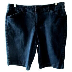 St. John's Bay Women's Dark Wash Mid Rise Blue Jean Bermuda Shorts Size 16